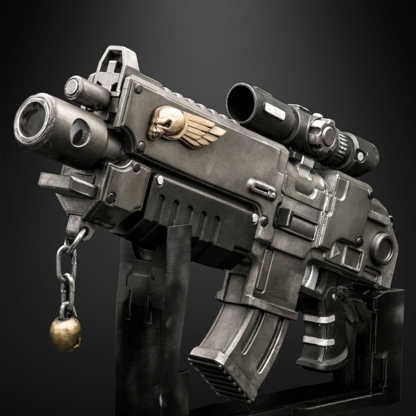 Finished painted example for Grimdark: Artificer Bolt Rifle