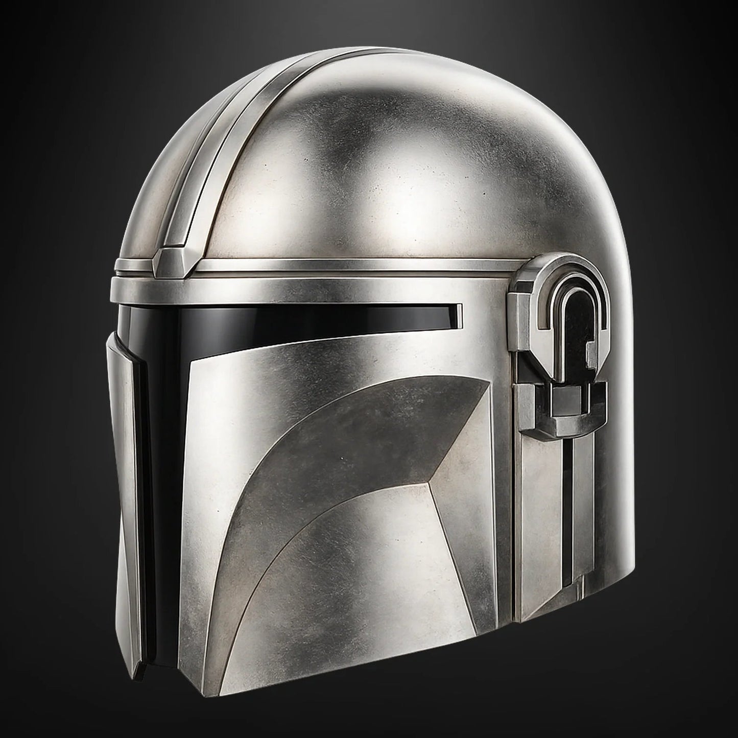 Finished painted example for Star Wars: Mandalorian Full size Beskar Helmet