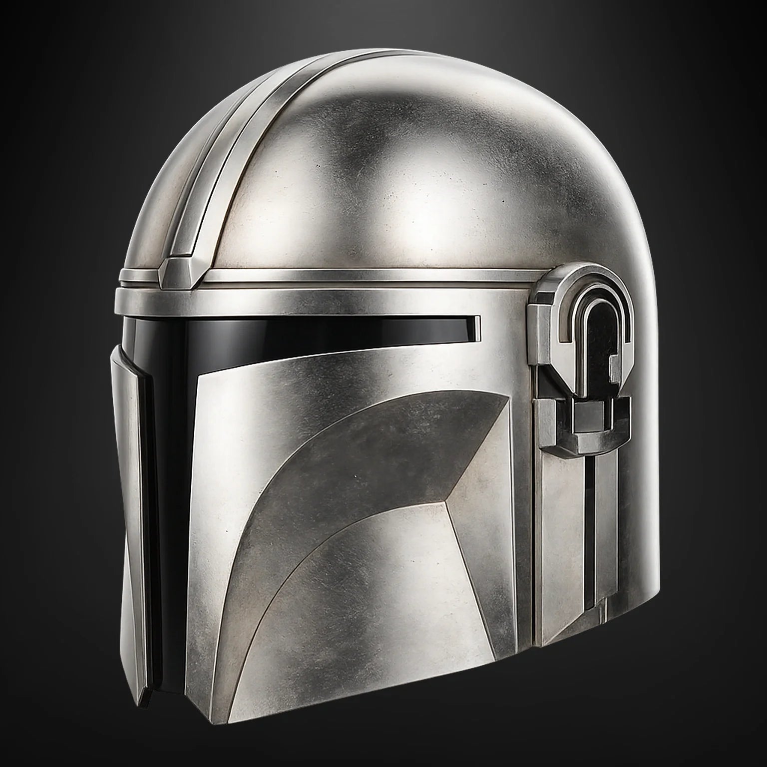 Finished painted example for Star Wars: Mandalorian Full size Beskar Helmet