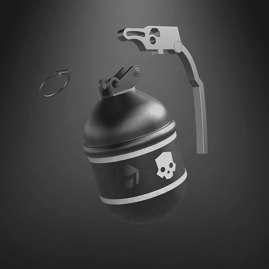 Source-anchored grey Build Kit image for Helldivers 2: G6 Frag Grenade with functional pin